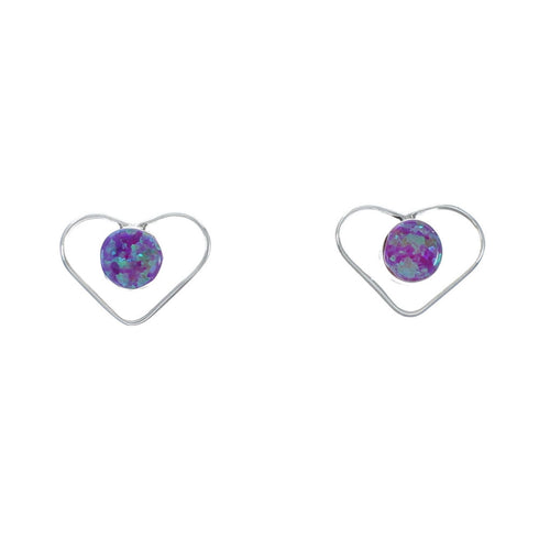 Sterling Silver Pink Opal Zuni Post Stud Earrings X10065
